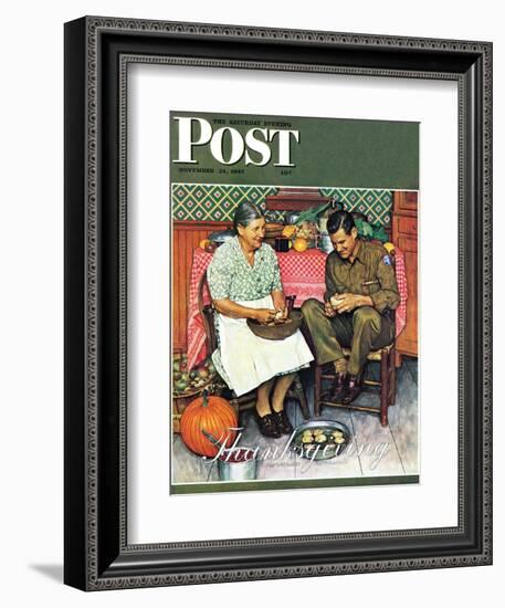 "Home for Thanksgiving" Saturday Evening Post Cover, November 24,1945-Norman Rockwell-Framed Giclee Print