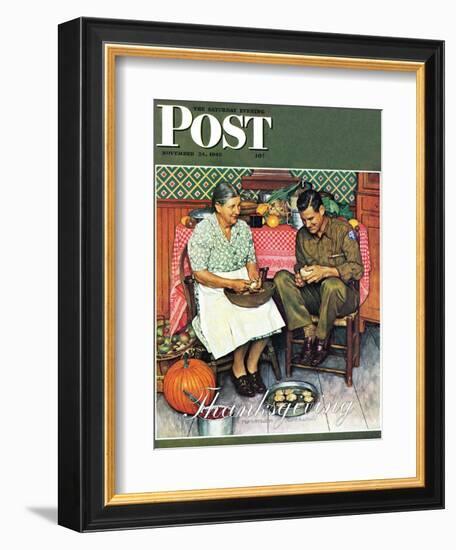 "Home for Thanksgiving" Saturday Evening Post Cover, November 24,1945-Norman Rockwell-Framed Giclee Print