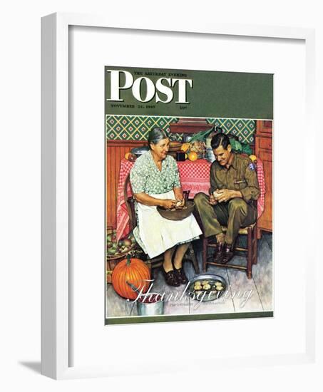 "Home for Thanksgiving" Saturday Evening Post Cover, November 24,1945-Norman Rockwell-Framed Giclee Print