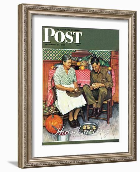 "Home for Thanksgiving" Saturday Evening Post Cover, November 24,1945-Norman Rockwell-Framed Giclee Print