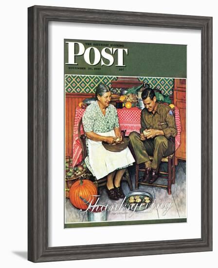 "Home for Thanksgiving" Saturday Evening Post Cover, November 24,1945-Norman Rockwell-Framed Giclee Print