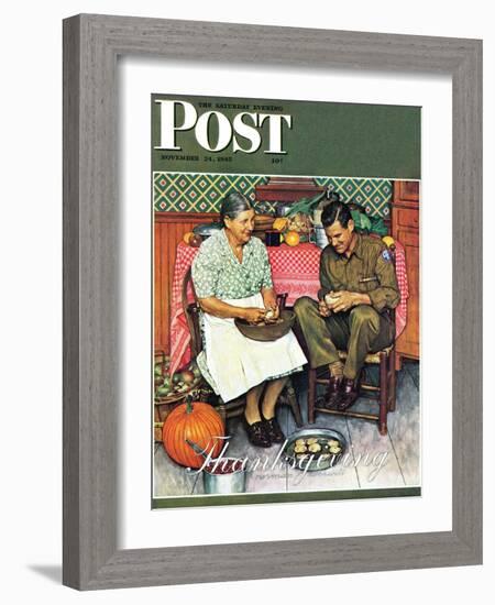 "Home for Thanksgiving" Saturday Evening Post Cover, November 24,1945-Norman Rockwell-Framed Giclee Print