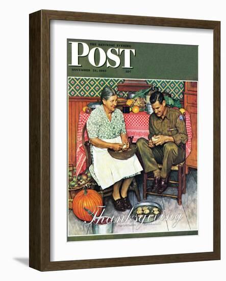 "Home for Thanksgiving" Saturday Evening Post Cover, November 24,1945-Norman Rockwell-Framed Giclee Print