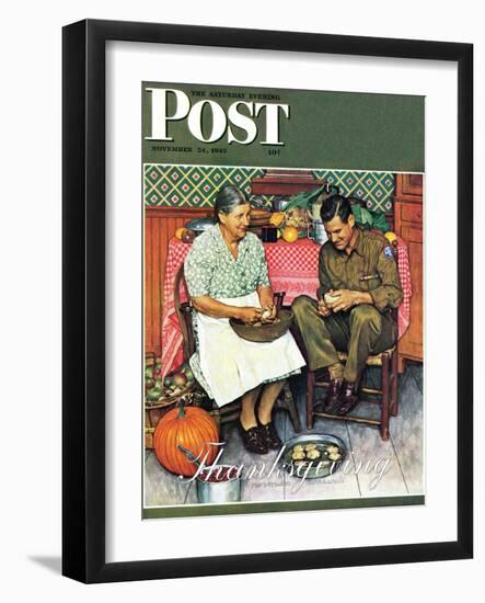 "Home for Thanksgiving" Saturday Evening Post Cover, November 24,1945-Norman Rockwell-Framed Giclee Print