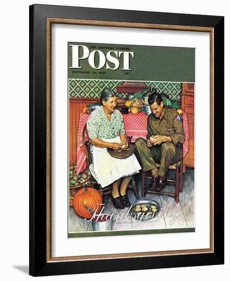 "Home for Thanksgiving" Saturday Evening Post Cover, November 24,1945-Norman Rockwell-Framed Giclee Print