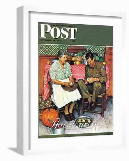 "Home for Thanksgiving" Saturday Evening Post Cover, November 24,1945-Norman Rockwell-Framed Giclee Print