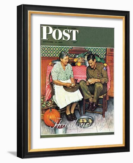 "Home for Thanksgiving" Saturday Evening Post Cover, November 24,1945-Norman Rockwell-Framed Giclee Print