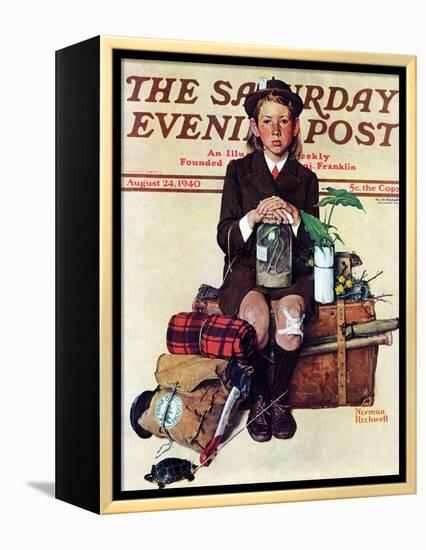 "Home from Camp" Saturday Evening Post Cover, August 24,1940-Norman Rockwell-Framed Premier Image Canvas