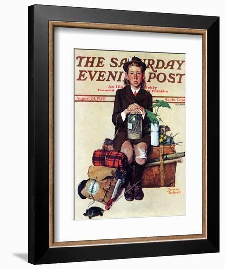 "Home from Camp" Saturday Evening Post Cover, August 24,1940-Norman Rockwell-Framed Giclee Print