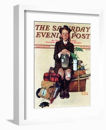 "Home from Camp" Saturday Evening Post Cover, August 24,1940-Norman Rockwell-Framed Giclee Print