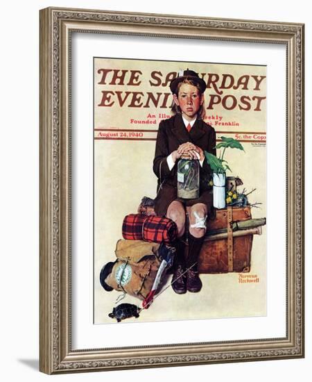"Home from Camp" Saturday Evening Post Cover, August 24,1940-Norman Rockwell-Framed Giclee Print