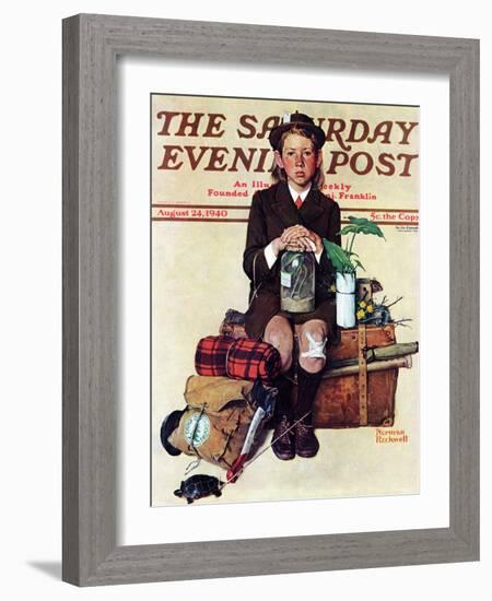 "Home from Camp" Saturday Evening Post Cover, August 24,1940-Norman Rockwell-Framed Giclee Print