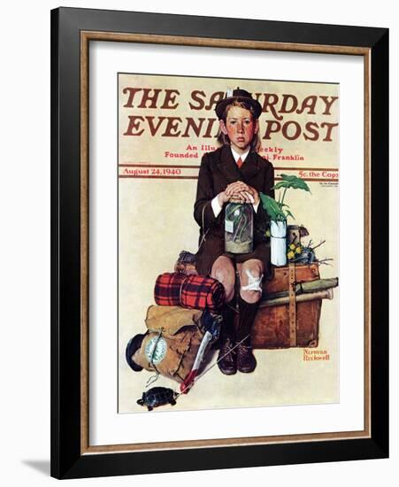 "Home from Camp" Saturday Evening Post Cover, August 24,1940-Norman Rockwell-Framed Giclee Print