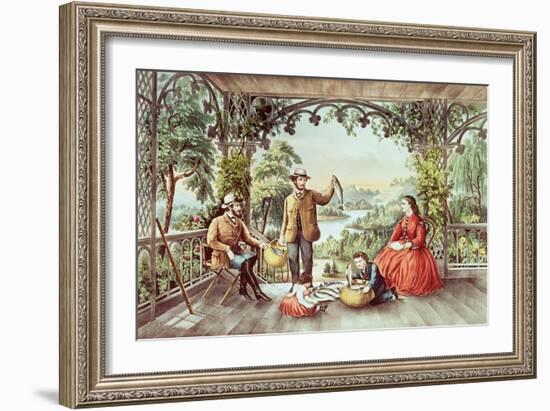 Home from the Brook, the Lucky Fishermen-Currier & Ives-Framed Giclee Print