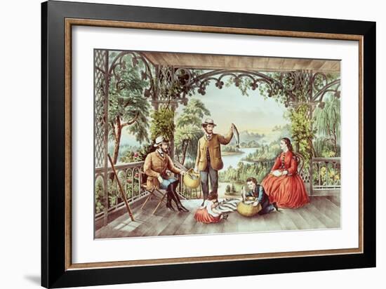 Home from the Brook, the Lucky Fishermen-Currier & Ives-Framed Giclee Print