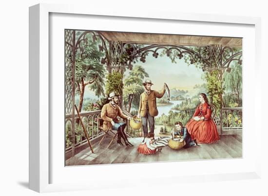 Home from the Brook, the Lucky Fishermen-Currier & Ives-Framed Giclee Print