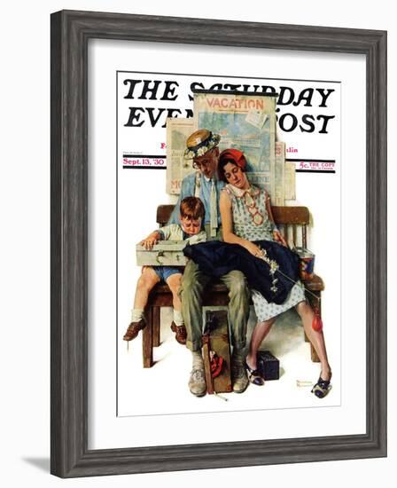 "Home from Vacation" Saturday Evening Post Cover, September 13,1930-Norman Rockwell-Framed Giclee Print