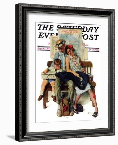 "Home from Vacation" Saturday Evening Post Cover, September 13,1930-Norman Rockwell-Framed Giclee Print