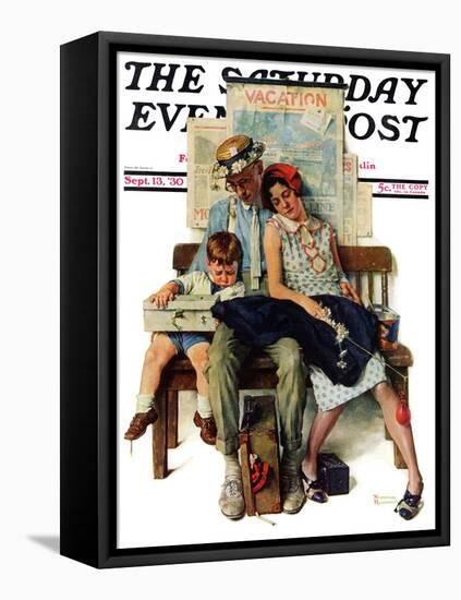 "Home from Vacation" Saturday Evening Post Cover, September 13,1930-Norman Rockwell-Framed Premier Image Canvas