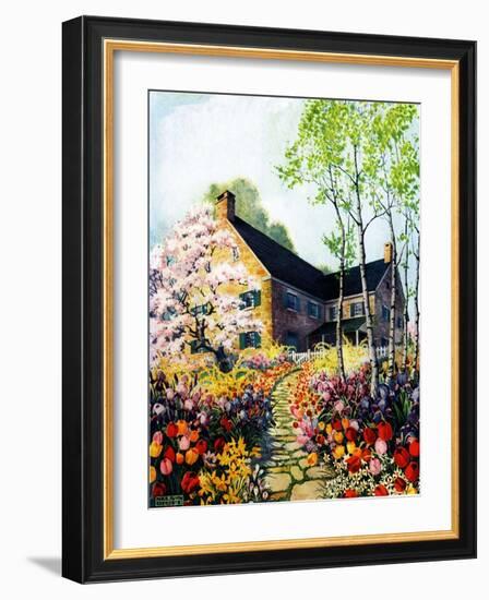 "Home in Springtime,"April 1, 1930-Nelson Grofe-Framed Giclee Print