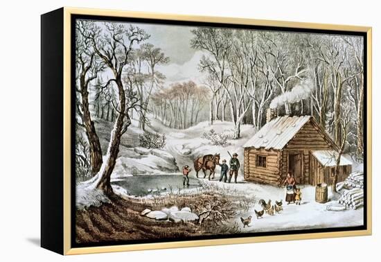 Home in the Wilderness-Currier & Ives-Framed Premier Image Canvas