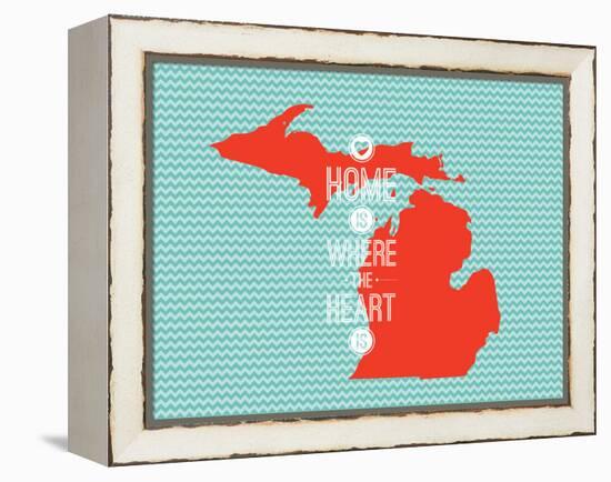 Home Is Where The Heart Is - Michigan-null-Framed Stretched Canvas