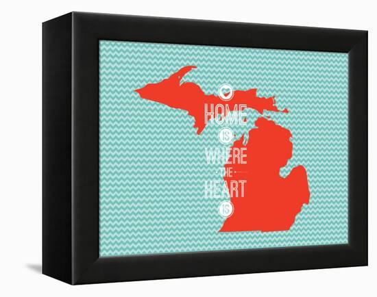 Home Is Where The Heart Is - Michigan-null-Framed Stretched Canvas