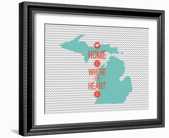 Home Is Where The Heart Is - Michigan-null-Framed Art Print