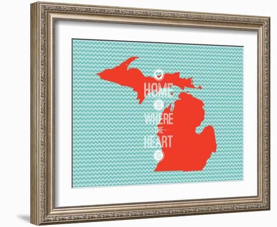 Home Is Where The Heart Is - Michigan-null-Framed Art Print