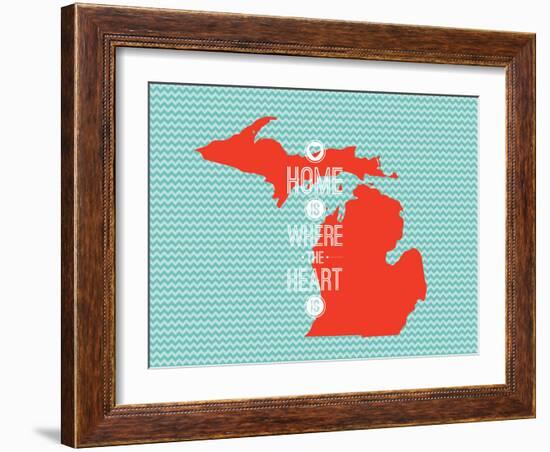Home Is Where The Heart Is - Michigan-null-Framed Art Print