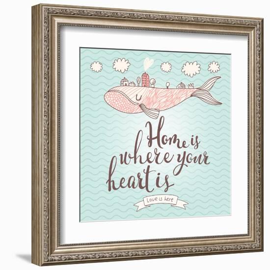 Home is Where Your Heart is - Stylish Concept Card in Vector-smilewithjul-Framed Art Print