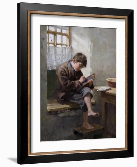 Home Lessons, 1887-Ralph Hedley-Framed Giclee Print