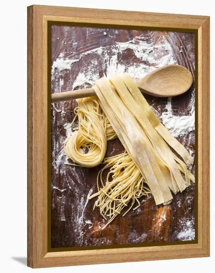 Home-Made Pasta with Wooden Spoon-null-Framed Premier Image Canvas