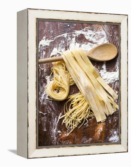 Home-Made Pasta with Wooden Spoon-null-Framed Premier Image Canvas