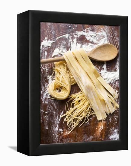 Home-Made Pasta with Wooden Spoon-null-Framed Premier Image Canvas