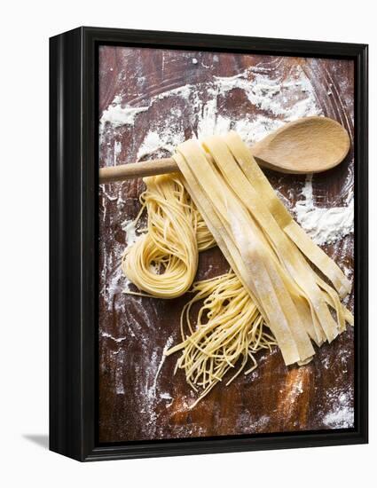 Home-Made Pasta with Wooden Spoon-null-Framed Premier Image Canvas