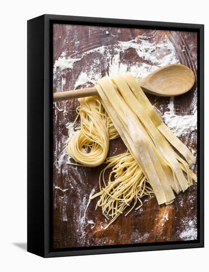 Home-Made Pasta with Wooden Spoon-null-Framed Premier Image Canvas
