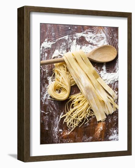 Home-Made Pasta with Wooden Spoon-null-Framed Photographic Print