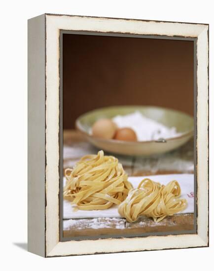 Home-made Ribbon Pasta and Ingredients-null-Framed Premier Image Canvas