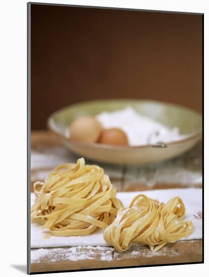 Home-made Ribbon Pasta and Ingredients-null-Mounted Photographic Print