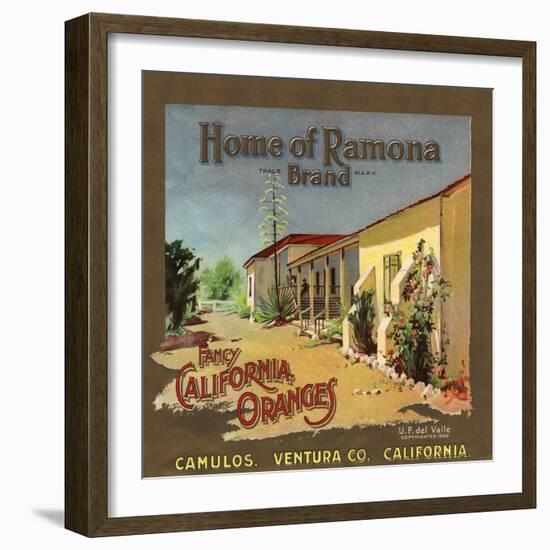 Home of Ramona Brand - Camulos, California - Citrus Crate Label-Lantern Press-Framed Art Print