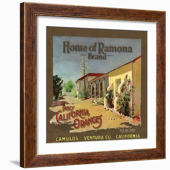 Home of Ramona Brand - Camulos, California - Citrus Crate Label-Lantern Press-Framed Art Print