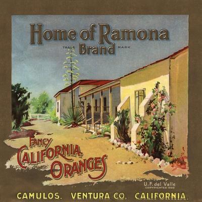 Camulos Ventura County Home of Ramona Orange Citrus Fruit Crate Label Art Print 