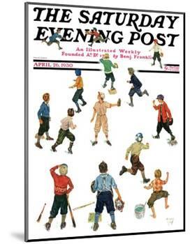 "Home Run," Saturday Evening Post Cover, April 26, 1930-Eugene Iverd-Mounted Giclee Print