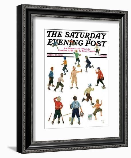 "Home Run," Saturday Evening Post Cover, April 26, 1930-Eugene Iverd-Framed Giclee Print