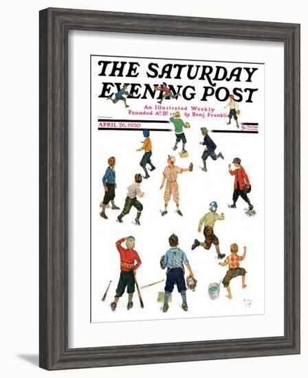 "Home Run," Saturday Evening Post Cover, April 26, 1930-Eugene Iverd-Framed Giclee Print