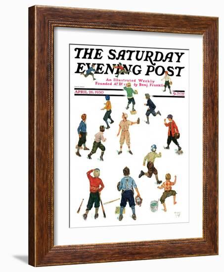 "Home Run," Saturday Evening Post Cover, April 26, 1930-Eugene Iverd-Framed Giclee Print