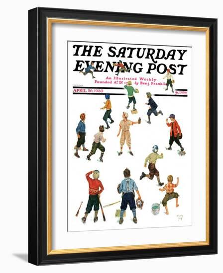 "Home Run," Saturday Evening Post Cover, April 26, 1930-Eugene Iverd-Framed Giclee Print