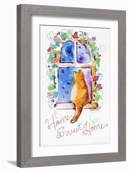 Home Sweet Home Cat in Window-sylvia pimental-Framed Art Print