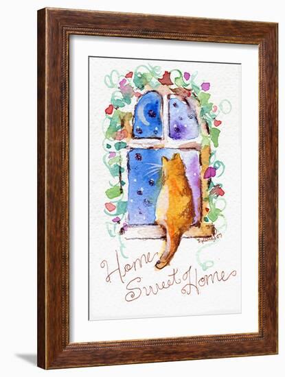 Home Sweet Home Cat in Window-sylvia pimental-Framed Art Print